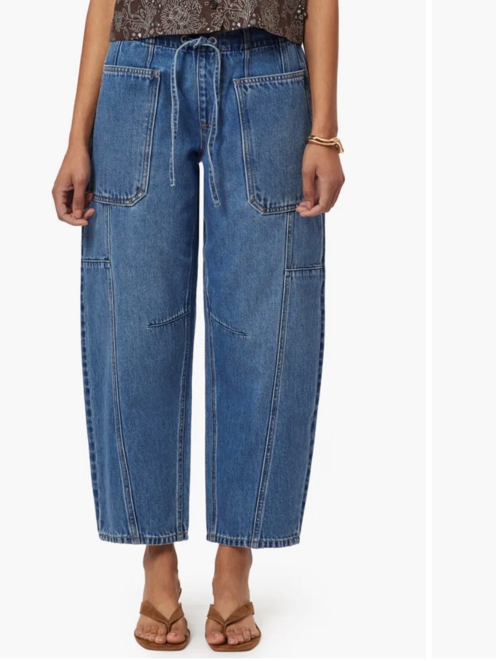 NWT Scotch & Soda Women’s Barrel Relaxed Drawstring Jeans in Palm Blue Size Med